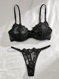 Floral Embroidery Lace Lingerie Set