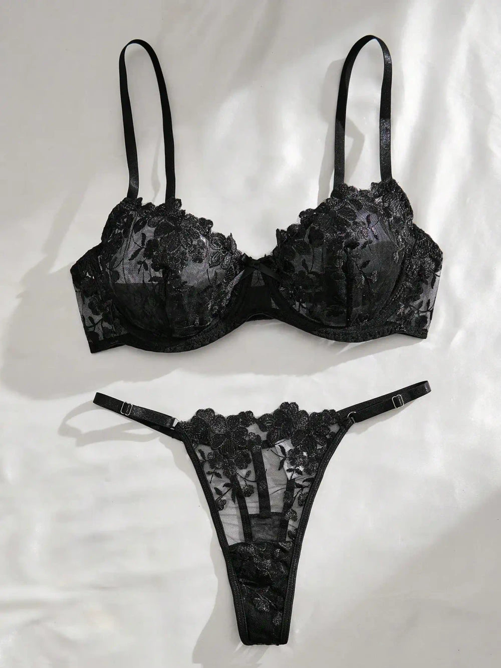 Floral Embroidery Lace Lingerie Set