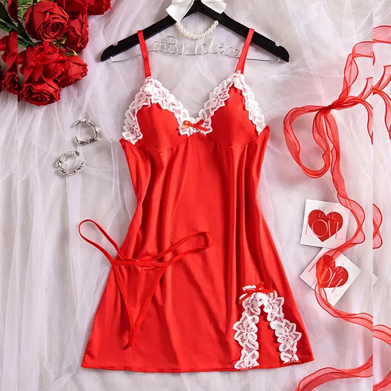 Soft Heart Print Lingerie Set