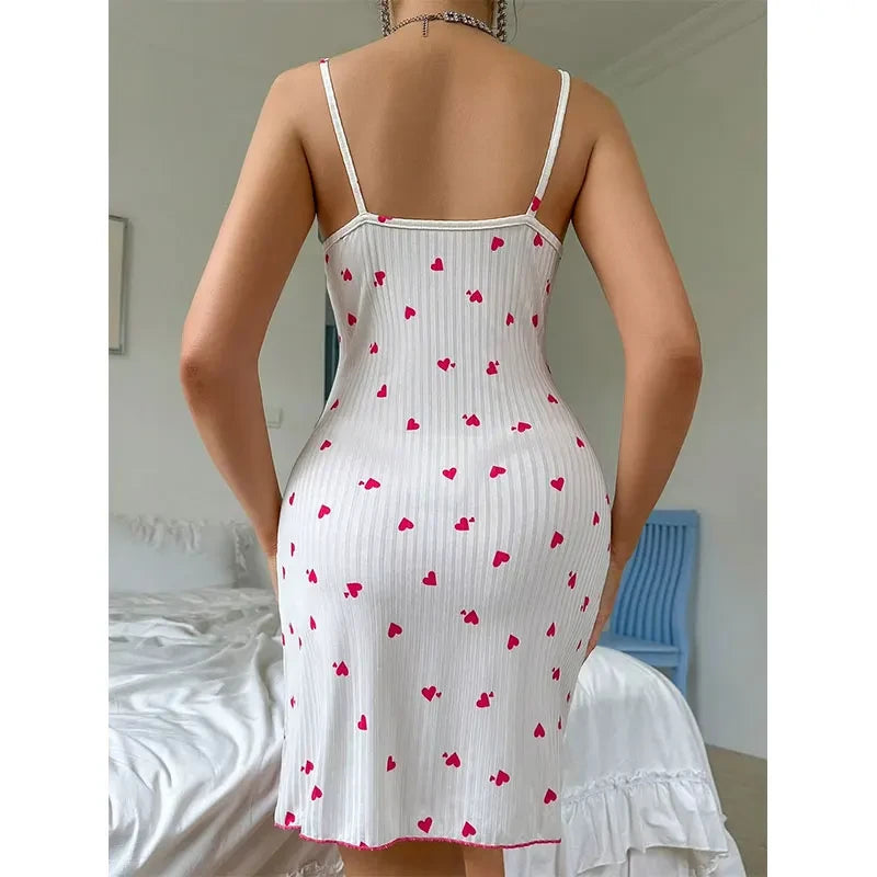 Soft Heart Print Lingerie Set