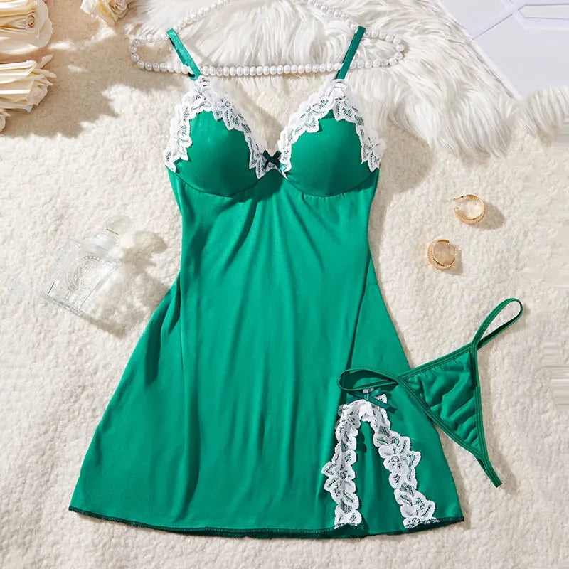Soft Heart Print Lingerie Set