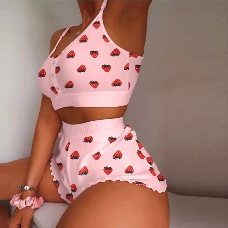 Knit Print Pajama Short Set