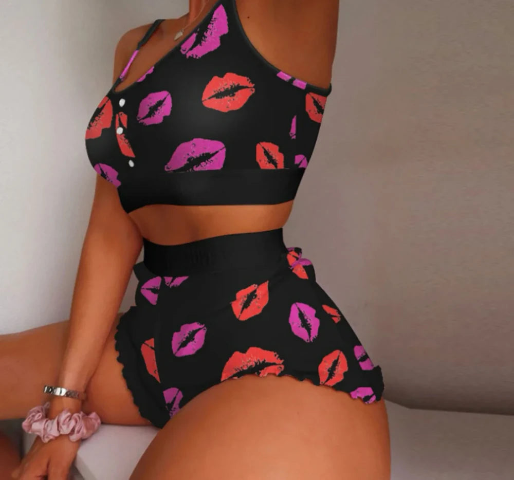 Knit Print Pajama Short Set