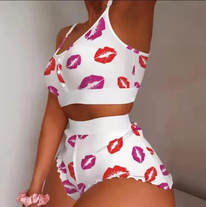 Knit Print Pajama Short Set