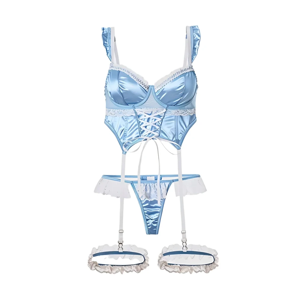 Satin Jacquard Lace Lingerie Set