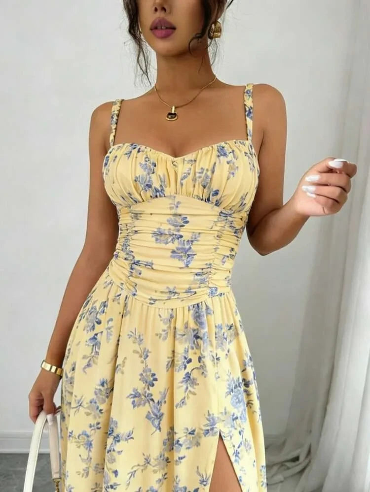 Bohemian Print Strapless A-Line Dress