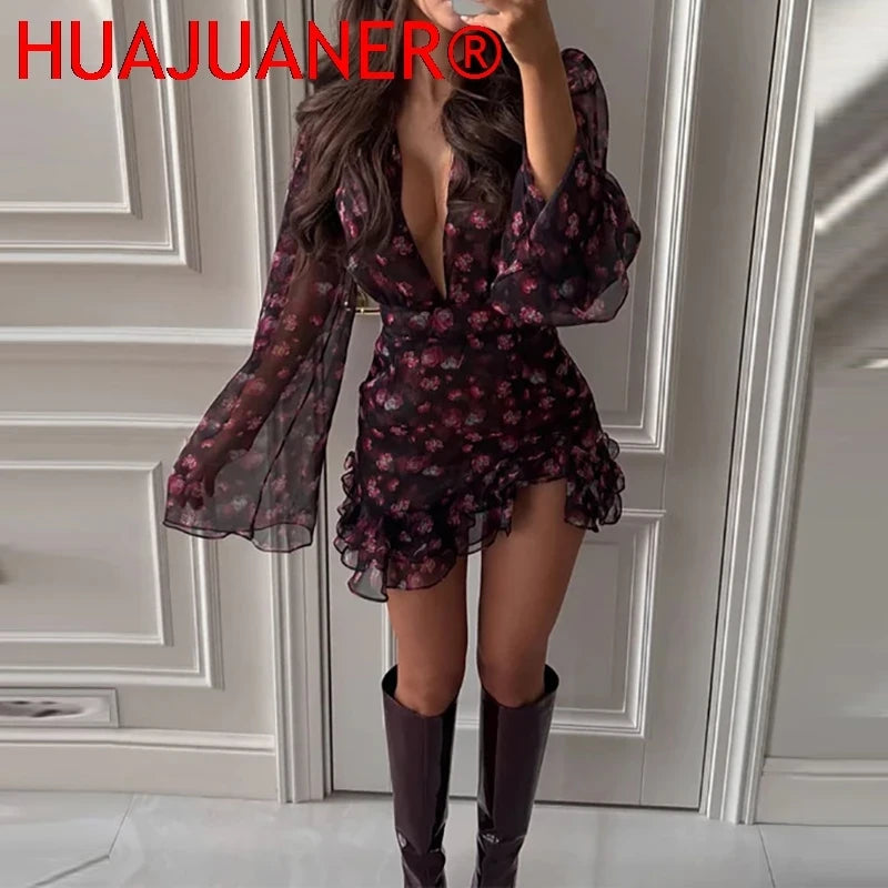 Floral Print Ruffle Mini Dress