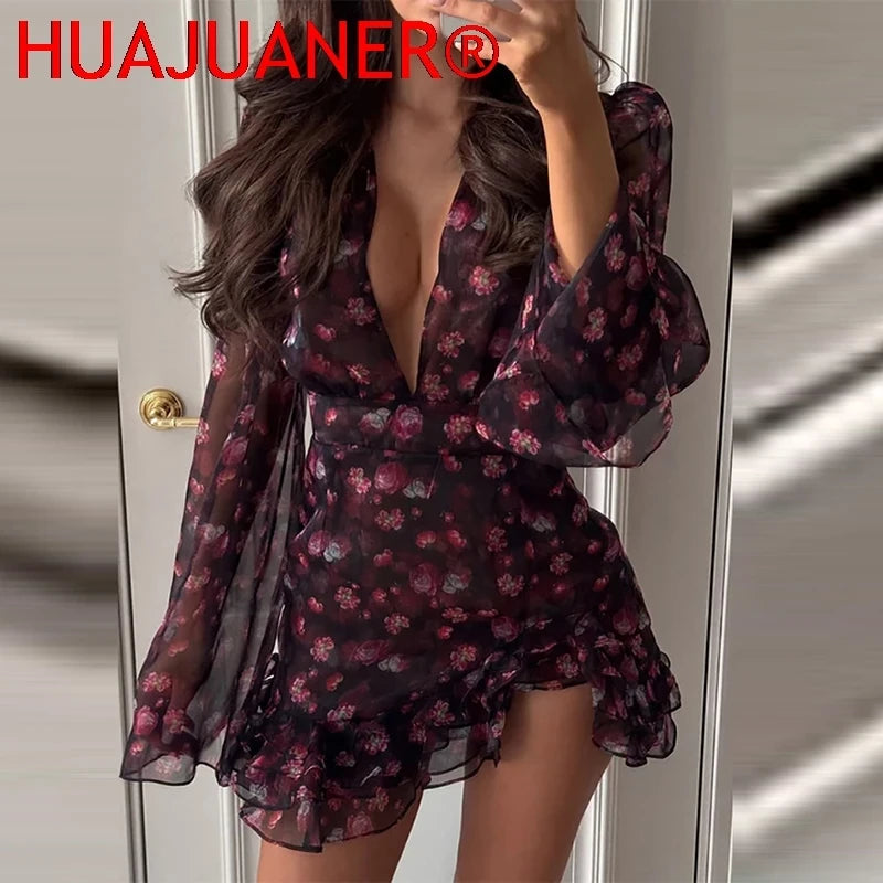 Floral Print Ruffle Mini Dress