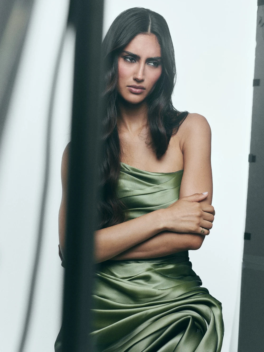 Draped Organza Mini Dress
