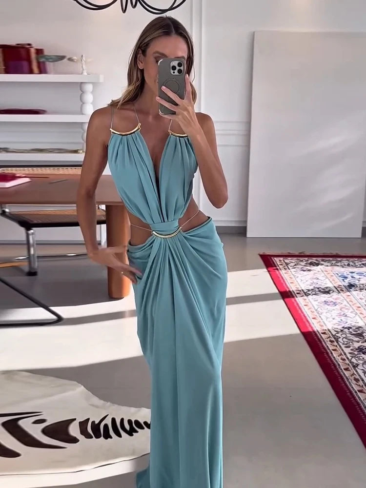 Sleeveless Backless Ankle-Length Dress