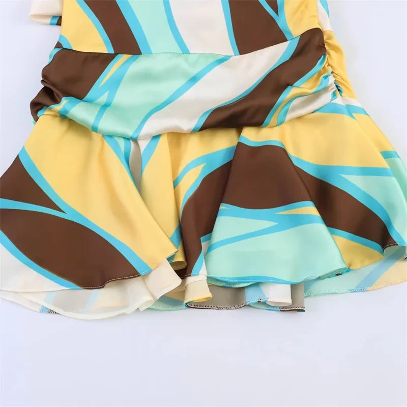 Satin Printed Halter Mini Dress