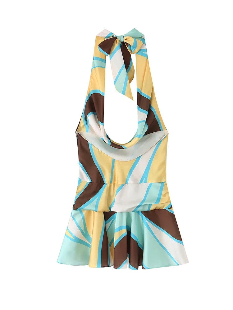Printed Halter Mini Dress