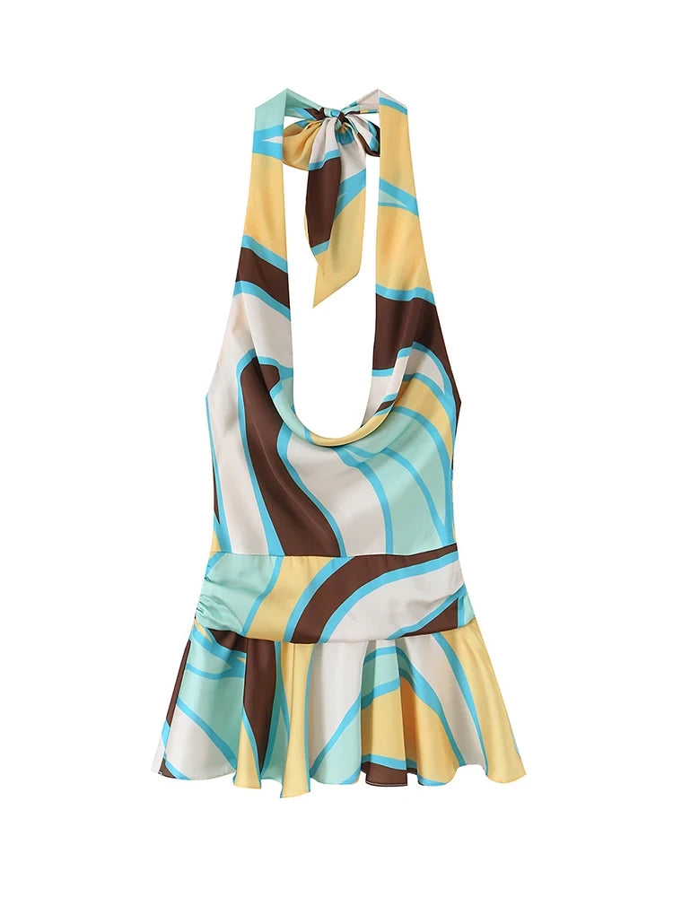 Printed Halter Mini Dress
