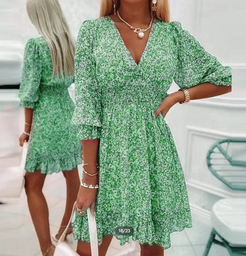 Bohemian Floral Printed Pullover Dress