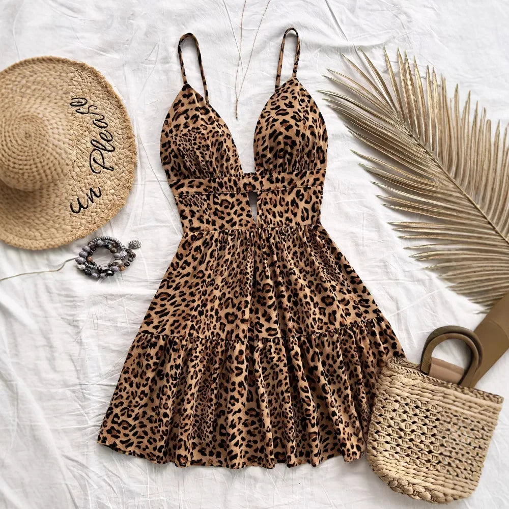 Leopard Print Mini Camisole Dress