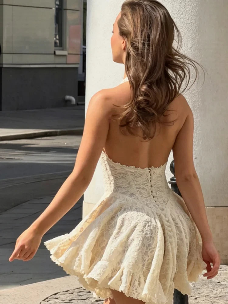 Lace Halter Mini Dress