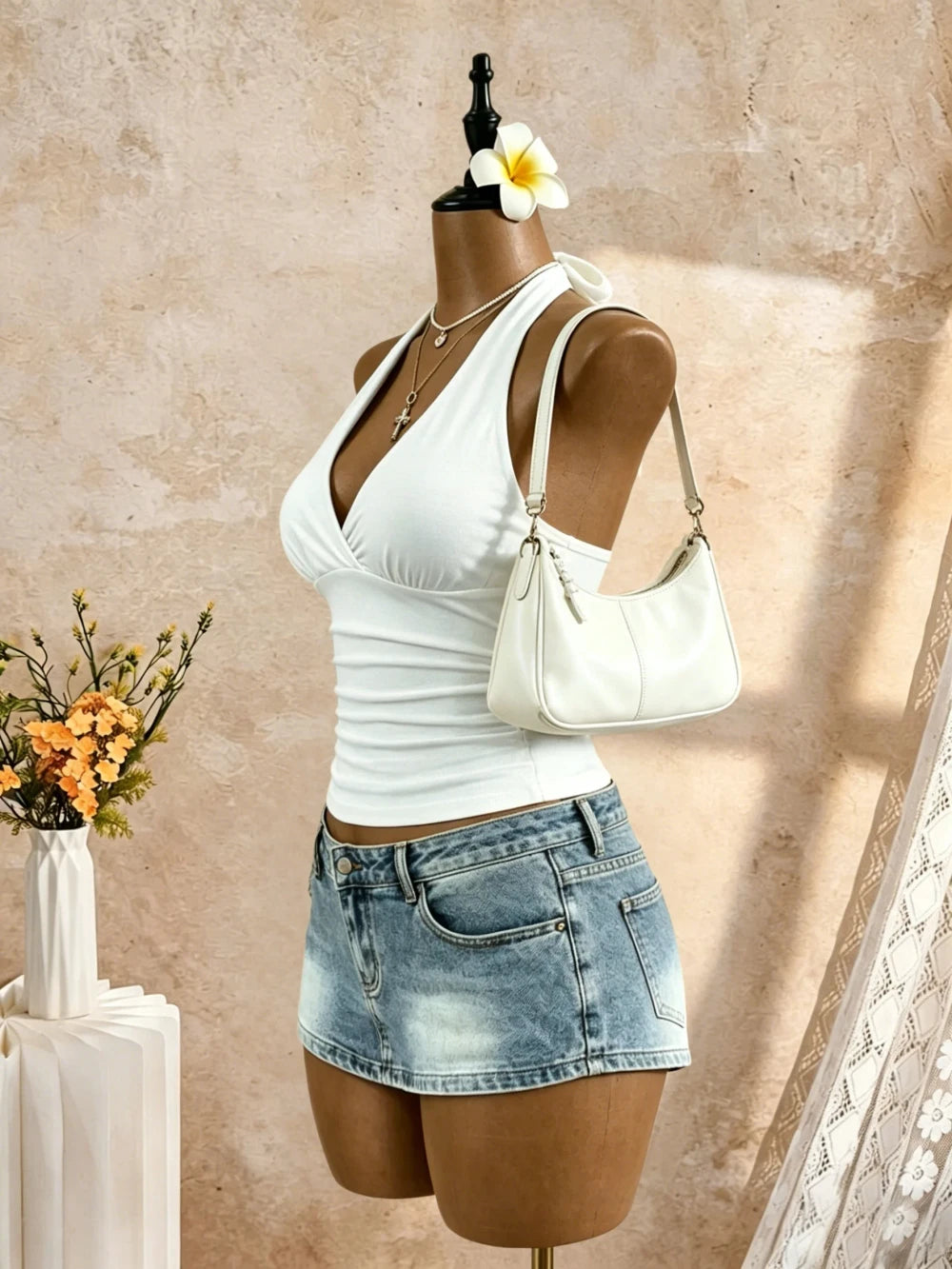 Halter Cross Wrap Crop Camisole