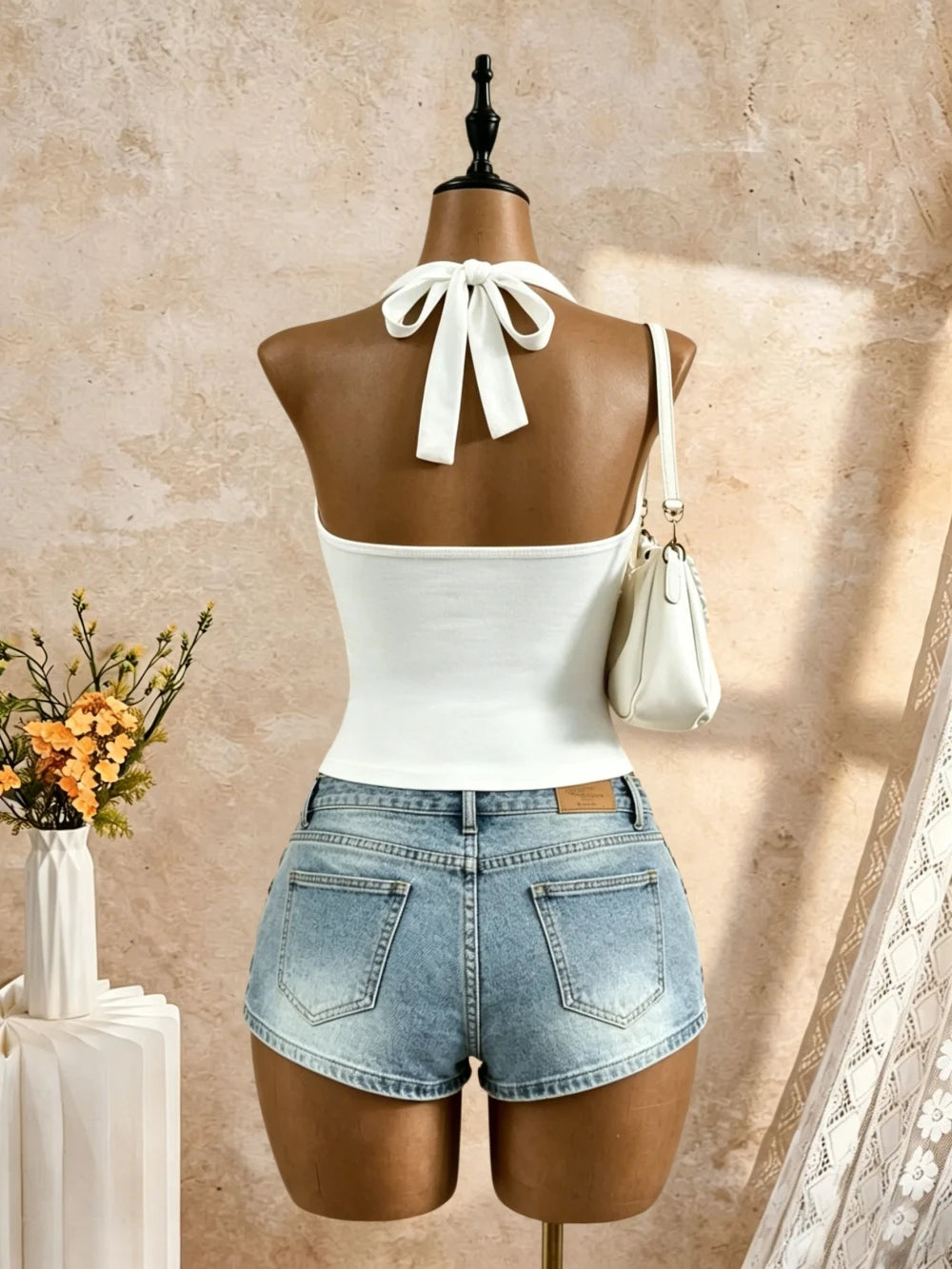 Halter Cross Wrap Crop Camisole