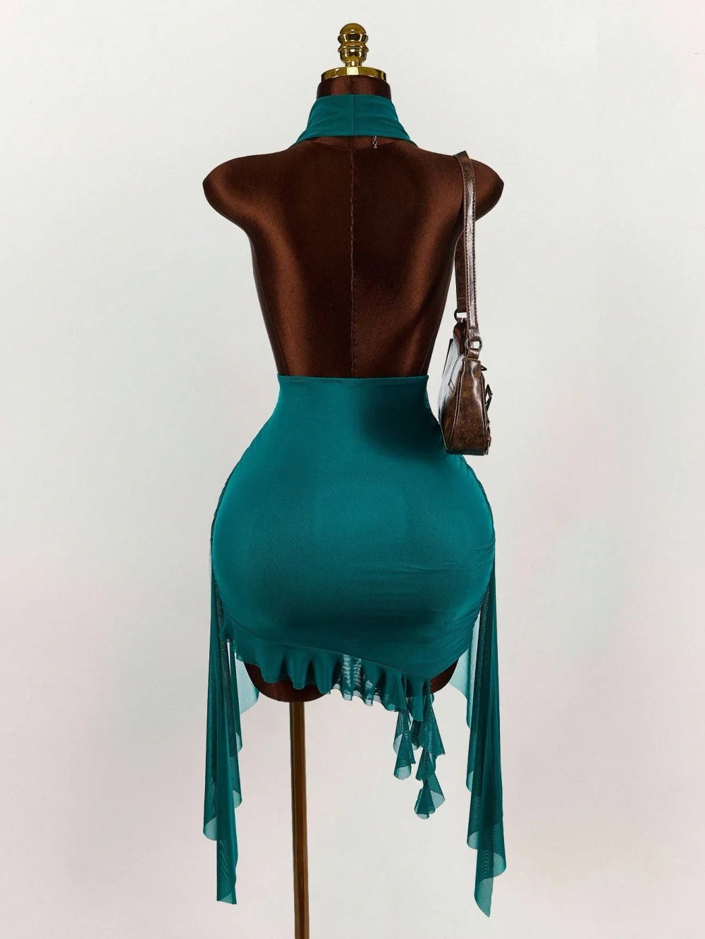 Halter-neck Backless Slimming Mini Dress