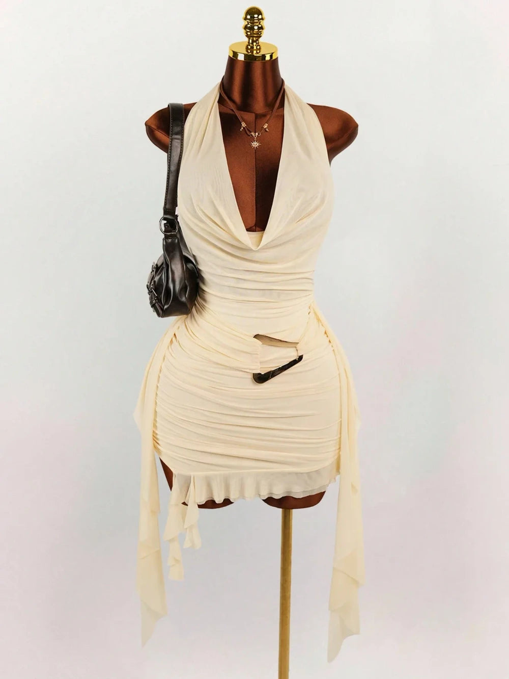 Halter-neck Backless Slimming Mini Dress