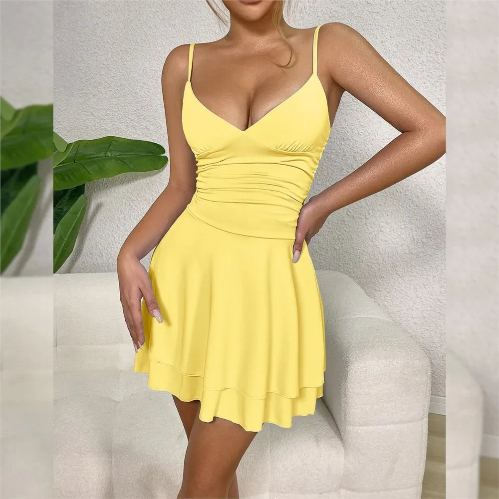 Elegant Halter Pleated Dress
