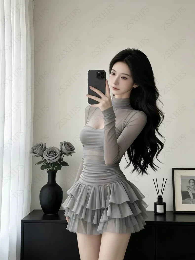 Punk Aesthetic Chiffon Mini Dress