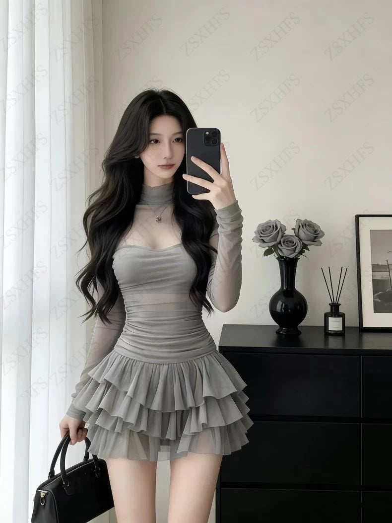 Punk Aesthetic Chiffon Mini Dress